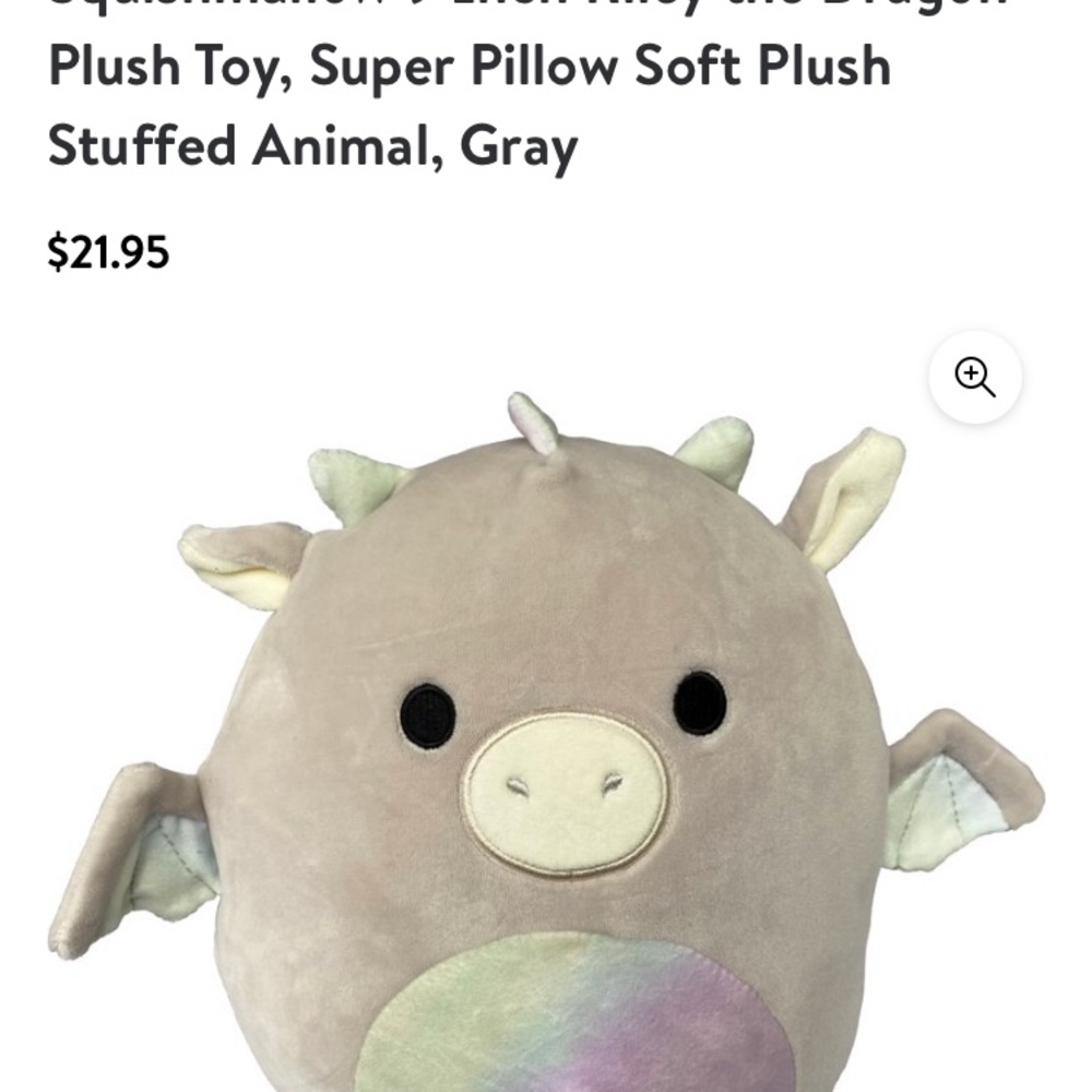 Squishmallows, Riley The Dragon, Gray and Rainbow  8 inch Plush Toy